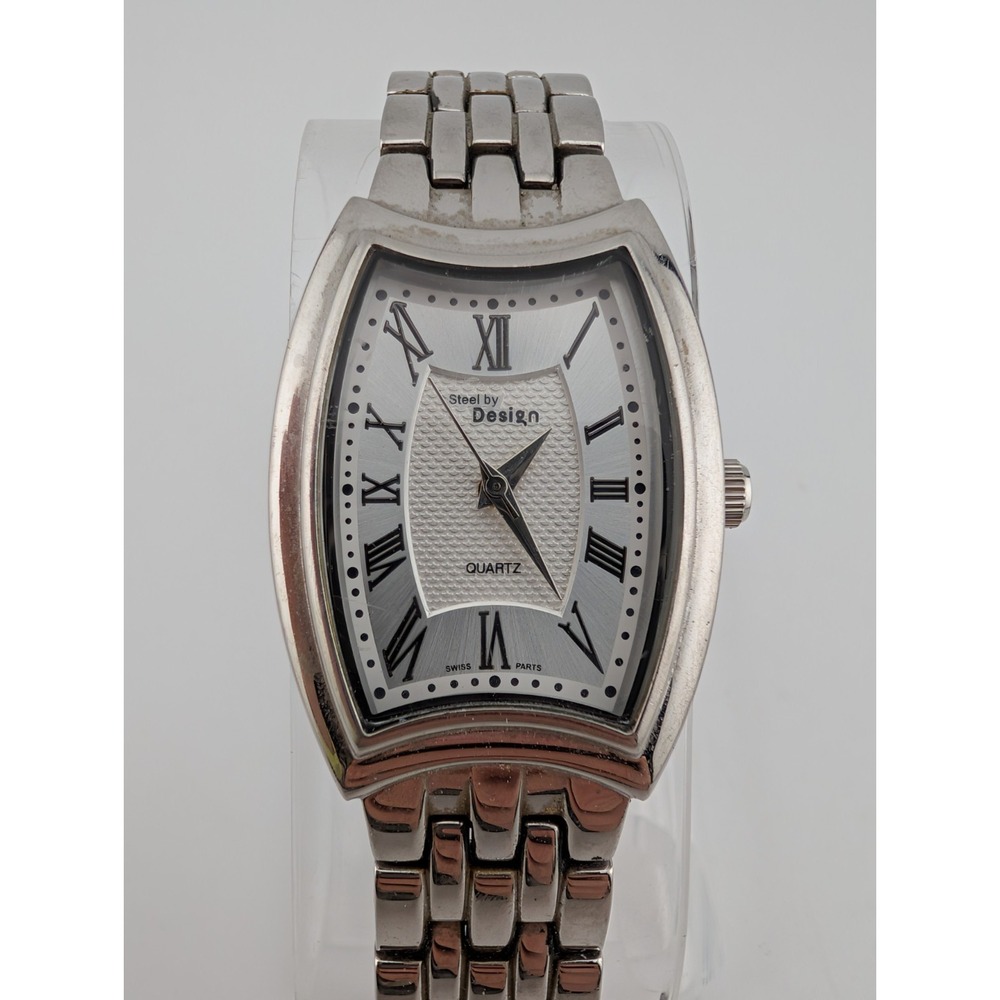Steel by Design Swiss Watch Women 25mm Case Silver 7" Band- New Battery
